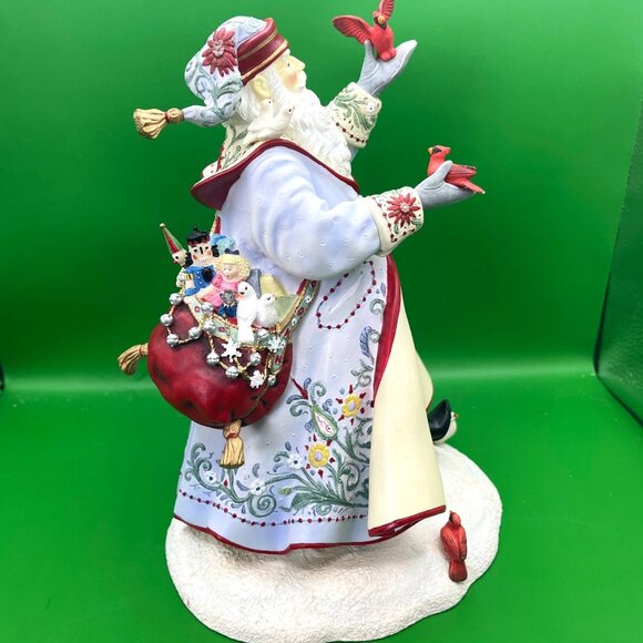 Lenox "A Christmas Traveler" Santa Claus Figurine Lynn Bywaters Cardinal Birds - Picture 4 of 16
